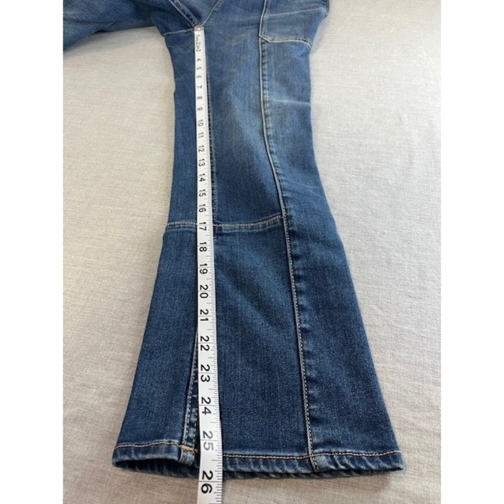 Pilcro Anthropologie Flare Crop Jeans Womens Size 27 Blue Wash Side Zipper - Picture 5 of 12